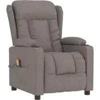 Syfax Massagesessel Stoff Taupe, Vibrationsfunktion, 6 Zonen, 3 Liegepositionen, 2 Getränkehalter, 96x99,5x72,5 cm