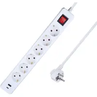 As Schwabe as-Schwabe 6-fach Steckdosenleiste Schalter USB A/C 1,4m Mehrfachsteckdose IP20