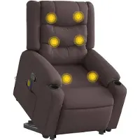 Syfax Massagesessel mit Aufstehhilfe Dunkelbraun Stoff