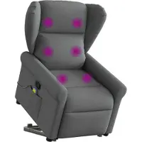 Syfax Massagesessel mit Aufstehhilfe Dunkelgrau Stoff