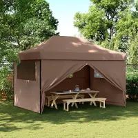 Prolenta Maison Exclusive - Partyzelt Faltbar Pop-Up mit 4 Seitenteilen Braun
