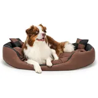 Lionto Hundebett, stilvolles 4-in-1 Hundekörbchen, wasserabweisend, kratzfest & pflegeleicht, 110x80 cm, schwarz/braun