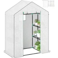 Outsunny Gewächshaus mit Rolltür, Fenster, Regale, winterfest Foliengewächshaus