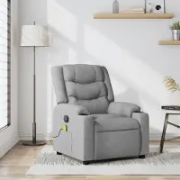 vidaXL Möbel Massage-Relaxsessel Hellgrau Stoff - Fernseh- & Relaxsessel 3206891