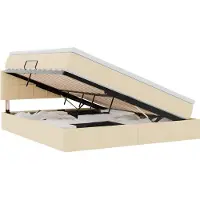 Syfax Aufbewahrungsbett mit Matratze Creme 160 x 200 cm Holzwerkstoff