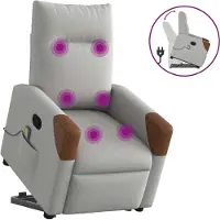 Prolenta Maison Exclusive - Massagesessel mit Aufstehhilfe Wolkengrau Stoff