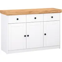Homestyle4u Kommode Sideboard Eiche Matt Weiß Holz Massiv Schrank Mit Schubladen Highboard Anrichte
