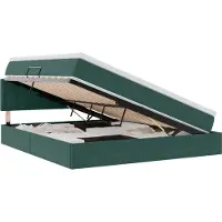 Syfax Aufbewahrungsbett mit Matratze Dunkelgrün 160 x 200 cm Samt