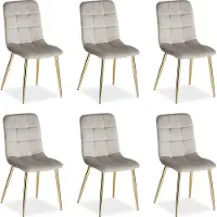 Homestyle4u Esszimmerstühle 6er Set Samt Gold Grau Polsterstuhl Polstersessel Küchenstuhl Metall