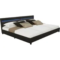 HOME DELUXE - LED Bett NUBE - Schwarz, 270 x 200 cm - inkl. Lattenrost und Schubladen I Polsterbett Design Bett inkl. Beleuchtung