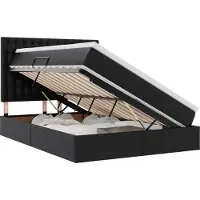 Syfax Bett mit Stauraum und LED Schwarz 140 x 190 cm Kunstleder