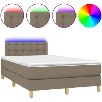 Syfax Boxspringbett mit Matratze & LED Taupe 120x190 cm Stoff