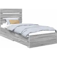 Syfax Bettrahmen Graue Sonoma und Silber 75 x 190 cm Holzwerkstoff