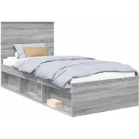 Syfax Bettrahmen Sonoma-Grau 90 x 190 cm Massives Kiefernholz