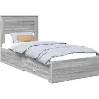 Syfax Bettrahmen Graue Sonoma und Silber 75 x 190 cm Holzwerkstoff