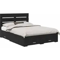 Syfax Bettrahmen Schwarz Eichen-Optik 160 x 200 cm Holzwerkstoff