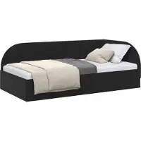 Syfax Eckbettgestell mit Kopfteil Schwarz 90 cm x 190 cm Samt