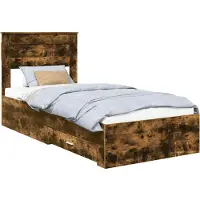 Syfax Bettrahmen Geräucherte Eiche 90 x 200 cm Holzwerkstoff