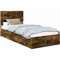 Syfax Aufbewahrungsbett Geräucherte Eiche 90 x 190 cm Holzwerkstoff
