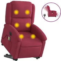 Syfax Massagesessel mit Aufstehhilfe Elektrisch Weinrot Samt