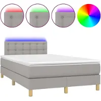 Syfax Boxspringbett mit Matratze & LED Hellgrau 120x190 cm Stoff