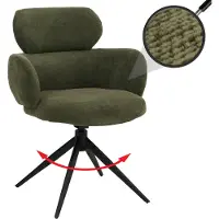 Mendler Esszimmerstuhl HWC-O77, Küchenstuhl Polsterstuhl, drehbar Auto-Return, Stoff (310g/m²) Chenille olivgrün