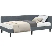 Syfax Eckbettgestell mit Matratze mit Kopfteil 2 pcs Grau Samt