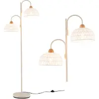 Costway Rattan Stehlampe Wohnzimmer, 350° drehbar, E27, Leselampe mit Fußschalter, Standleuchte mit Höhe 155 cm, Wohnzimmerlampe modern