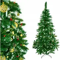 Zolta Künstlicher Weihnachtsbaum, naturgetreu, 200cm, Kiefer, Fichte, dicht, Zapfen, beschneiter Ständer