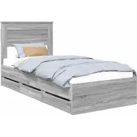 Syfax Bettrahmen Graues Sonoma 90 x 200 cm Ingenieurs Holz