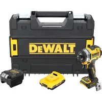 DeWalt DCF 860 D1T Akku Schlagschrauber 18 V 282 Nm 1/4" Brushless + 1x Akku 2,0 Ah + Ladegerät + TSTAK