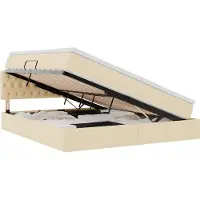 Syfax LED-Speicherbett mit Matratze Creme 180 x 200 cm Stoff