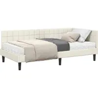 Syfax Eckbettgestell mit Matratze mit Kopfteil 2 pcs Creme Samt