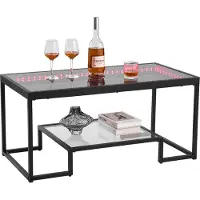 Vevor Couchtisch Beistelltisch aus gehärtetem Glas mit Beleuchtung