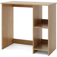 Costway 80 x 40 x 74 cm Kleiner Schreibtisch, Computertisch Holz mit 2 Fächern, PC-Tisch, Bürotisch für kleine Räume, für Zuhause und Büro, Natur