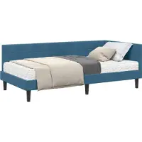 Syfax Eckbettgestell mit Matratze mit Kopfteil 2 pcs Blau Samt