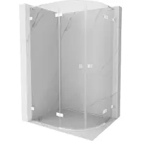 Mexen Lunar L Duschkabine halbrund aufklappbar links 100 x 90 cm, transparent, weiß - 833L-100L-090P-20-00