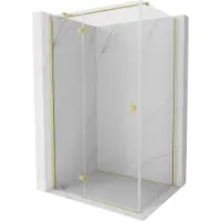 Mexen Mist H T Duschkabine schwenkbar links 95 x 80 cm, transparent, gebürstetes Gold - 8A5T-095-080-55-00-L