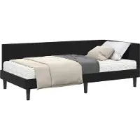 Syfax Eckbettgestell mit Matratze mit Kopfteil 2 pcs Schwarz Samt