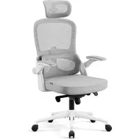 Diablo Chairs Diablo V-Light Bürostuhl Ergonomisch Schreibtischstuhl 3D Armlehnen Integrierte Lendenwirbelstütze Belastbar bis 110 kg weiß-grau