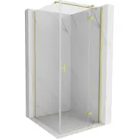 Mexen Mist H T Duschkabine Rechtsanschlag 90 x 90 cm, transparent, gebürstetes Gold - 8A5T-090-090-55-00-P