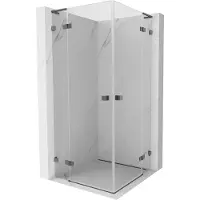 Mexen Lunar L Duo Duschkabine aufklappbar 90 x 90 cm, transparent, gebürstet gun gray - 834L-090L-090P-66-00
