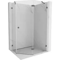 Mexen Lunar fünfeckige Duschkabine, rechts öffnend, 90 x 80 cm, transparent, gebürstetes Gun Gray - 831-090P-080L-66-00-P