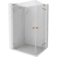 Mexen Lunar L Duo Duschkabine Schwingtür 100 x 85 cm, transparent, gebürstetes Kupfer - 834L-100L-085P-65-00
