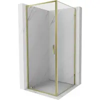 Mexen Exo Duschkabine, schwenkbar, 70 x 70 cm, transparent, gold - 8181-070-070-50-00