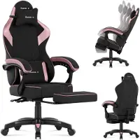 Huzaro Force 3.7 Pink Gaming Stuhl mit Fußstütze – Ergonomischer Drehstuhl mit Kissen und verstellbarer Rückenlehne