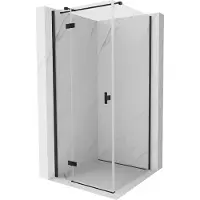 Mexen Mist H T Duschkabine, schwenkbar, links, 95 x 95 cm, transparent, schwarz - 8A5T-095-095-70-00-L