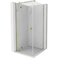 Mexen Mist H T Duschkabine aufklappbar links 90 x 90 cm, transparent, gold - 8A5T-090-090-50-00-L