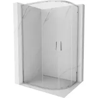Mexen Exo asymmetrische, halbrunde Duschkabine, verschiebbar 100 x 90 cm, transparent, Chrom - 8132-100-090-01-00