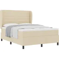 vidaXL Boxspringbett mit Matratze Creme 140 x 190 cm Stoff